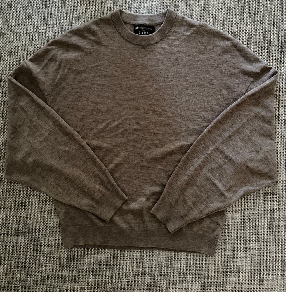 WILLY CHAVARRIA X ZARA NWOT Vatismo Lightweight Wool Cashmere Sweater L Brown